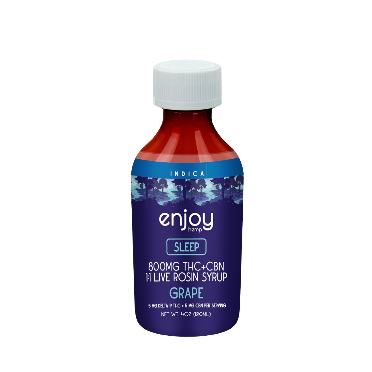 Enjoy 800 mg Live Rosin Delta 9 THC + CBN Syrup for Sleep - Grape